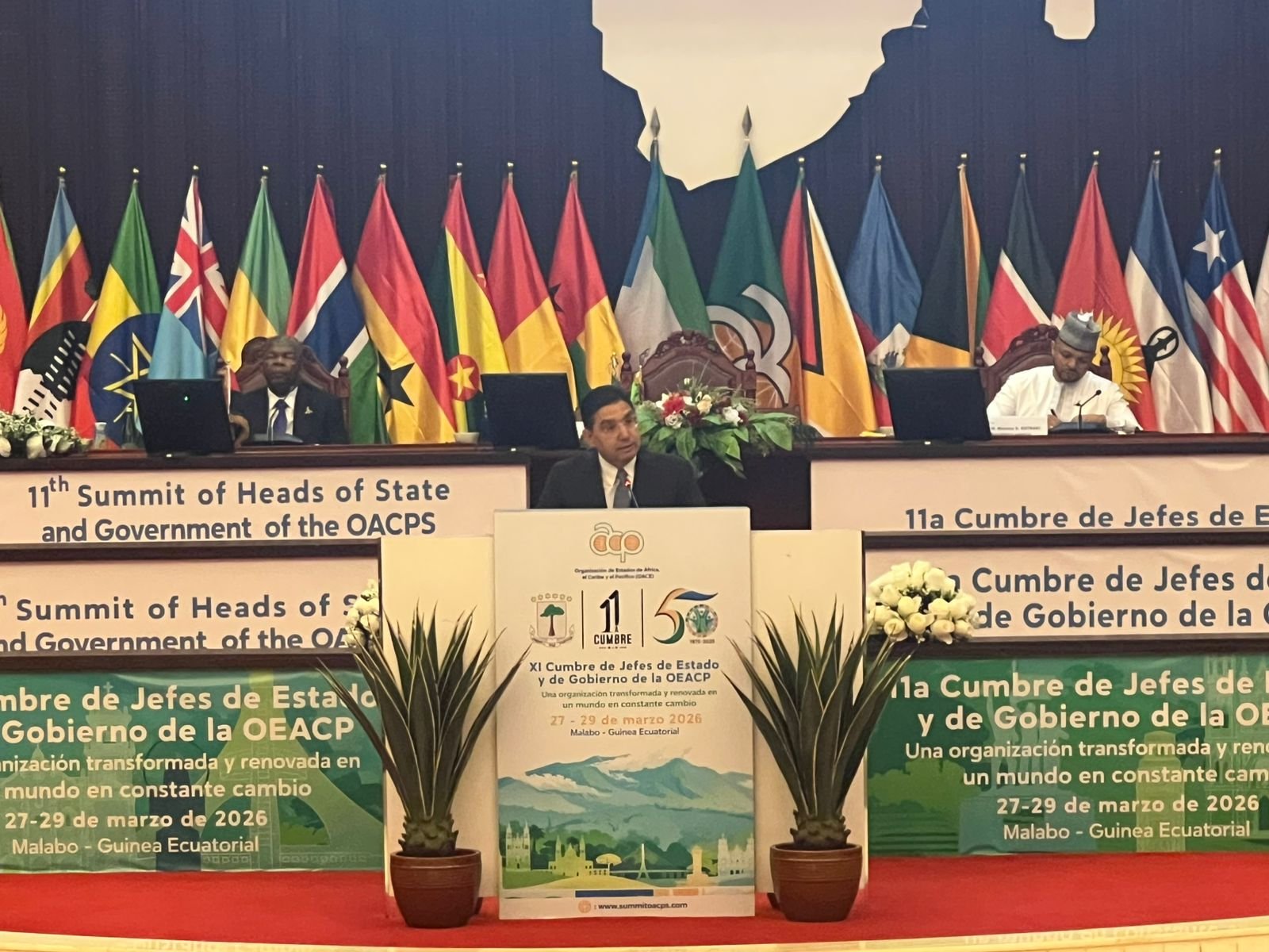 Sur Très Haute Instruction Royale, M. Nasser Bourita représente Sa Majesté le Roi Mohammed VI, ce samedi à Malabo, aux travaux du 11e Sommet des Chefs d’État et de Gouvernement de l’Organisation des États d’Afrique, des Caraïbes et du Pacifique